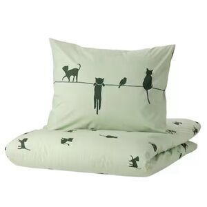 IKEA BARNDRÖM Twin Duvet Cover & Pillowcase, Cat Pattern,